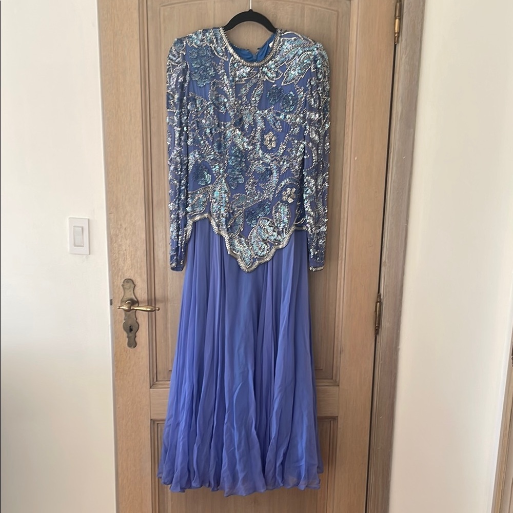 Elegant Blue Embellished Dress